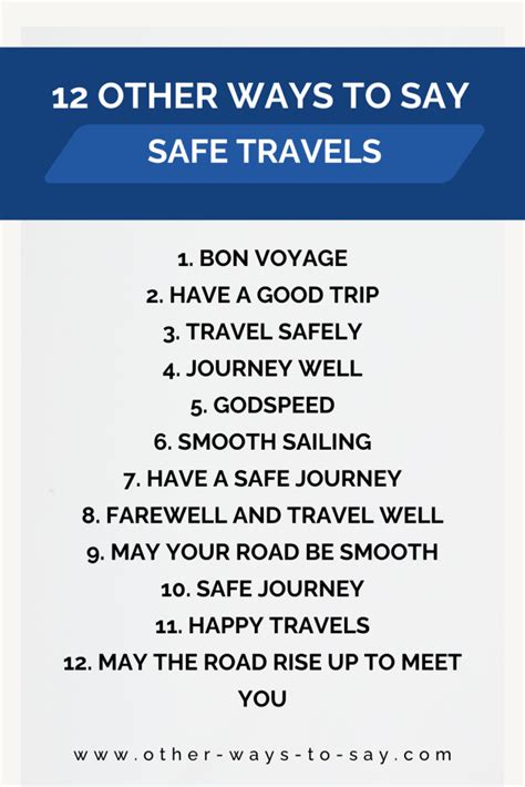 safe travels synonym|12 Other Ways to Say “Safe Travels”.
